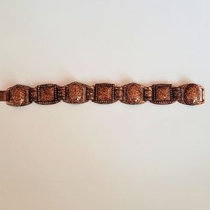 Vintage Faux Goldstone and Copper clasp bracelet.